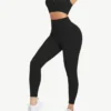 Black Racerback High Waist Pockets Sports Suit Breathable Set