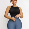 MT220180_1 Mid-rise Faux Denim Trousers Corset Waist