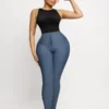 MT220180_2 Mid-rise Faux Denim Trousers Corset Waist