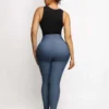 MT220180_3 Mid-rise Faux Denim Trousers Corset Waist