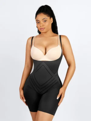 MT230012 Spandex Air Slim Open-Bust Mid-Thigh Shaping Bodyshort Shapewear